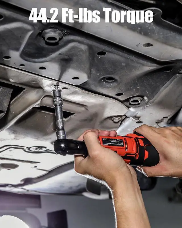 Alt view image 9 of 14 - Cordless Electric Ratchet Wrench 3/8", 44.2 Ft-lbs 12V Power Ratchet Wrench Kit w/Two 2.0Ah Batteries, 1-Hour Fast Charger, Variable Speed and 10 Sockets