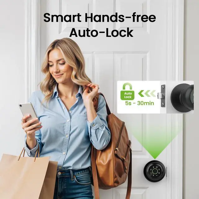Alt view image 12 of 14 - Fingerprint Door Lock, 4 in 1 Smart Fingerprint Door Knob with Keypad, App Control, Auto Lock, Biometric Door Knob with Lock for Bedroom, Apartment, Garage, Home & Office