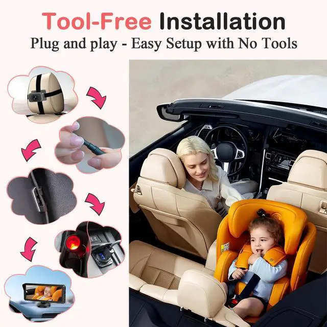 Alt view image 12 of 14 - Dual Baby Car Camera for 2 Kids 6.9 Split Screen Ultrawide HD Display with 2 Cameras, IR Night Vision, Easy Installation, Dual Car Camera Baby Monitor for Infant & Toddler Safety by
