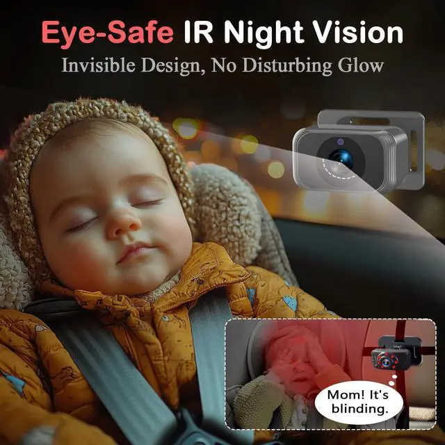 Alt view image 11 of 14 - Dual Baby Car Camera for 2 Kids 6.9 Split Screen Ultrawide HD Display with 2 Cameras, IR Night Vision, Easy Installation, Dual Car Camera Baby Monitor for Infant & Toddler Safety by