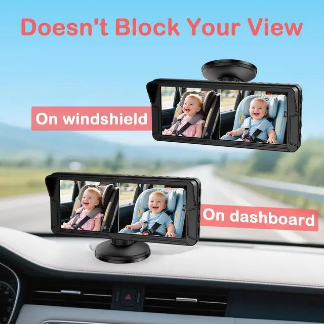 Alt view image 14 of 14 - Dual Baby Car Camera for 2 Kids 6.9 Split Screen Ultrawide HD Display with 2 Cameras, IR Night Vision, Easy Installation, Dual Car Camera Baby Monitor for Infant & Toddler Safety by