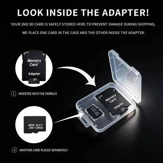 Alt view image 11 of 14 - 128GB 2-Pack MicroSDXC Cards A1 U3 V30 SD Adapter USB Reader High Endurance TF Card Dash Cam Security Camera 4K