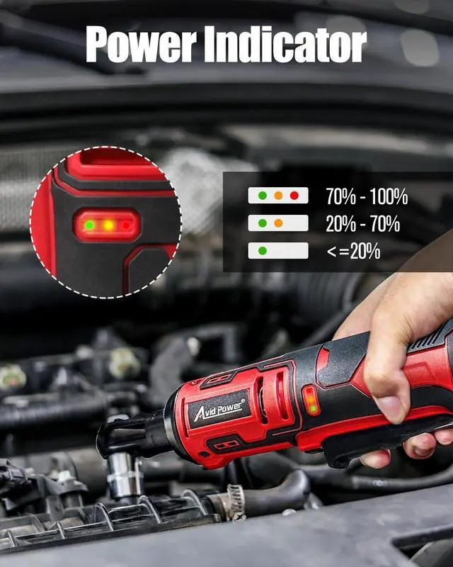 Alt view image 11 of 14 - Cordless Electric Ratchet Wrench 3/8", 44.2 Ft-lbs 12V Power Ratchet Wrench Kit w/Two 2.0Ah Batteries, 1-Hour Fast Charger, Variable Speed and 10 Sockets