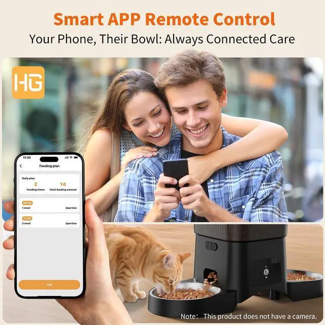 Alt view image 12 of 14 - Automatic Cat Feeder for 2 Cats,3.5L Dual Cat Food Dispenser, 2.4G/5G WiFi APP Control for Multiple Cats,2 Stainless Steel Bowls & 2 Slow Feeder Anti-Choking Bowls, Dual Power