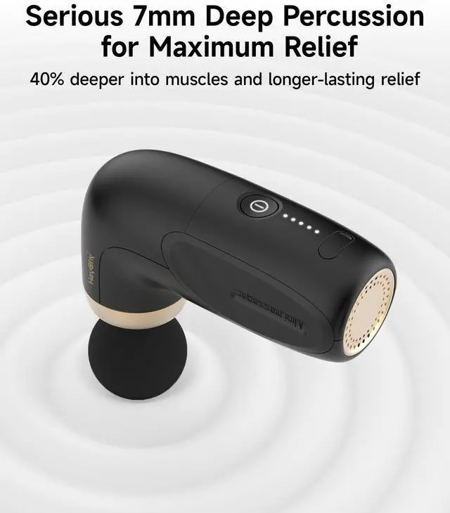 Alt view image 9 of 14 - A1 Super Mini Massage Gun, Percussion Deep Tissues Muscle Massager, Travel Massage Gun, Compact Sports Massager, Portable Handheld Massager for Office, Home, Athletes(Black)