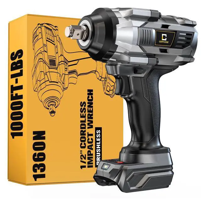 Alt view image 8 of 14 - Cordless Impact Wrench 1/2 inch Compatible with Dewalt Battery, 1000FT-LBS (1360N.m) Brushless Electric Impact Gun Includes LED Work Light, 2100RPM High Torque Impact Driver, Bare Tool Only