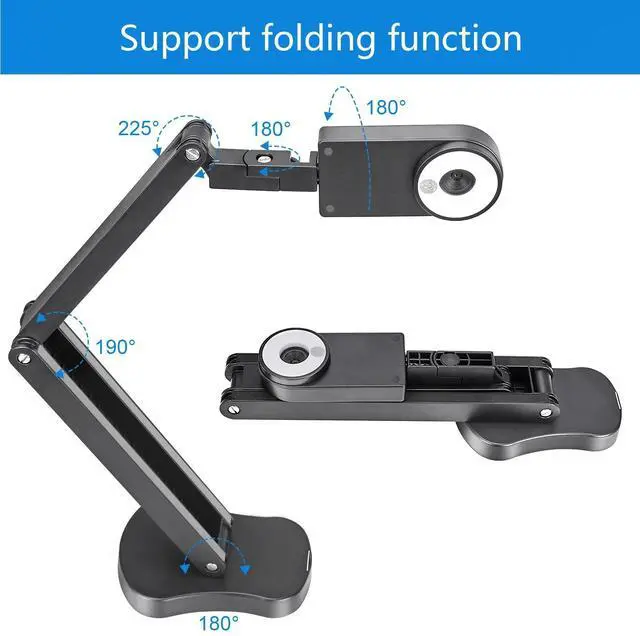 Alt view image 10 of 14 - 4K USB Document Camera for Teacher, 8MP Webcam & Visualiser for A3 Size with Dual Microphones, 3-Level LED Light, Image Invert, Foldable for Live Demo, Work with Windows, macOS and Chrome OS