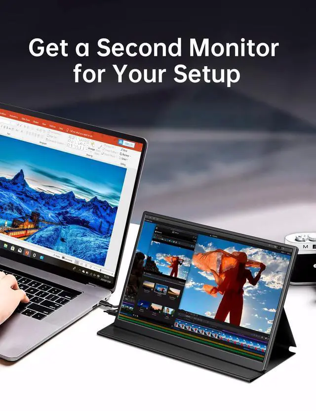 Alt view image 9 of 12 - Small Portable Monitor 10.5" 400 Nits 15:10 FHD 1280P IPS Screen, Ultra-Slim Mini Monitor w/Smart Cover & Speaker, USB C HDMI HDR Portable Gaming Monitor, Travel Monitors for Laptop PCs