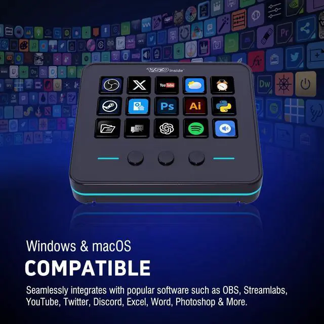 Alt view image 14 of 14 - Macro Keypad, Stream Controller Deck Gaming Streaming Shortcut Keyboard, 18 Programmable Keys Customizable Visual AI Pad USB Soundboard for OBS, YouTube, Desk Office Setup, Laptop, PC, Mac