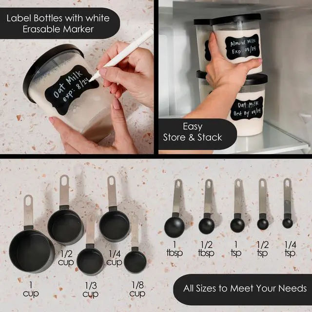 Alt view image 14 of 14 - All-In-One Bundle Nut Milk Maker Machine Includes 4 Storage Bottles, Labels & Measuring Set 32oz Capacity 8 in 1 Function Soy Milk Maker Machine Automatic Stainless Steel Almond Nut Oat Rice