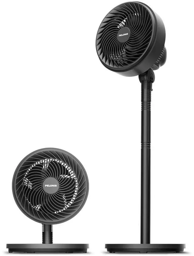 Alt view image 8 of 14 - 7-Inch Pedestal Air Circulator, Oscillation Fan, 3 Speeds, Adjustable Height (Tabletop/Standing Fan), 75°+90° Oscillation, 5-Blade Quiet Pedestal Fan for Bedroom, Office, Home