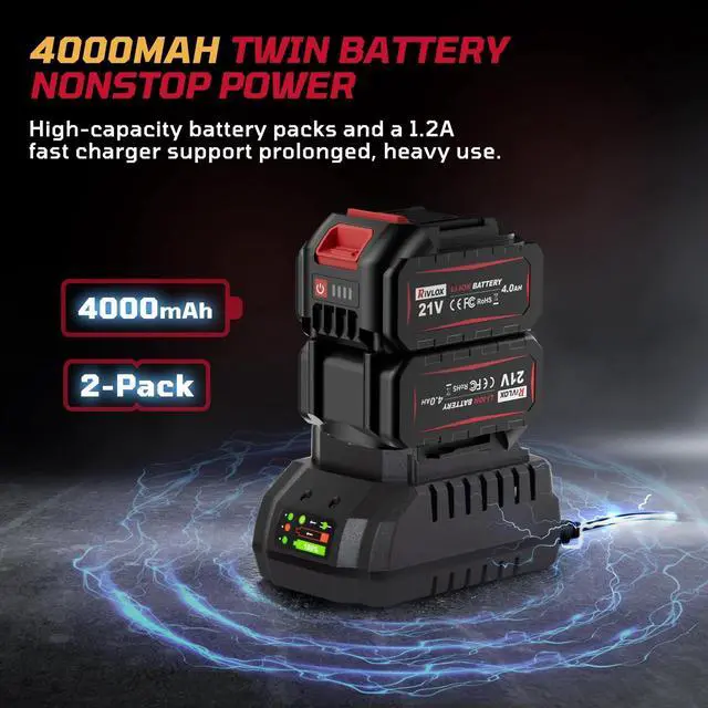Alt view image 14 of 14 - Cordless Impact Wrench1/2 Inch, 600N. M/450Ft-lbs Power Impact Gun Kit, High Torque Electric Impact Driver for Car RV Tire,LED Light,4.0Ah Battery,Car/DIY Furniture/Home,Power tools,Red Toolbox