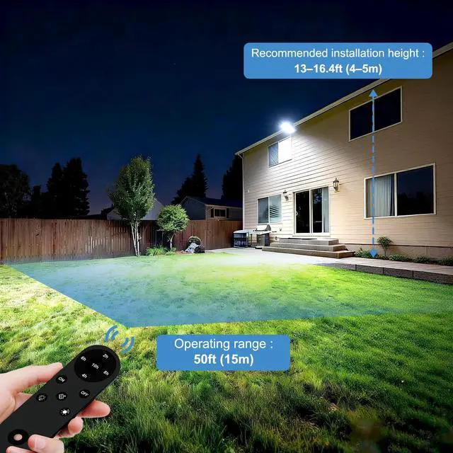 Alt view image 9 of 14 - 100W LED Flood Light with Photocell Sensor, 14000LM Parking Lot Light, 6500K Dusk to Dawn Barn Lights, IP67 Waterproof Security Lights with Remote Control for Yard Garden
