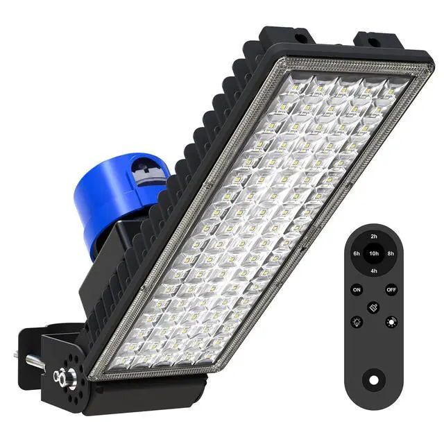 Alt view image 8 of 14 - 100W LED Flood Light with Photocell Sensor, 14000LM Parking Lot Light, 6500K Dusk to Dawn Barn Lights, IP67 Waterproof Security Lights with Remote Control for Yard Garden