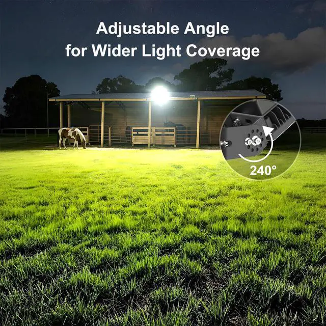 Alt view image 13 of 14 - 100W LED Flood Light with Photocell Sensor, 14000LM Parking Lot Light, 6500K Dusk to Dawn Barn Lights, IP67 Waterproof Security Lights with Remote Control for Yard Garden