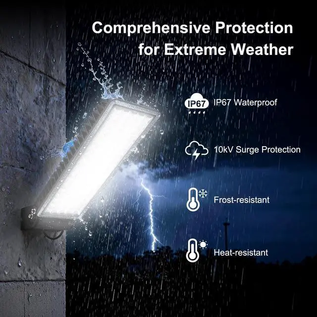Alt view image 14 of 14 - 100W LED Flood Light with Photocell Sensor, 14000LM Parking Lot Light, 6500K Dusk to Dawn Barn Lights, IP67 Waterproof Security Lights with Remote Control for Yard Garden
