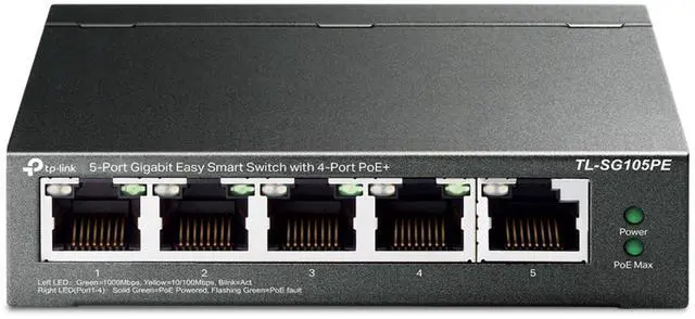 Alt view image 8 of 14 - 5 Port Gigabit PoE Switch | 4 PoE+ Port @65W | Easy Smart | Plug & Play | Limited Lifetime Protection | Shielded Ports | Support QoS, Vlan, IGMP and Link Aggregation (TL-SG105PE)