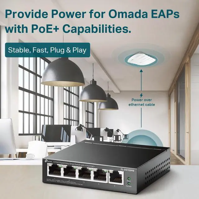 Alt view image 12 of 14 - 5 Port Gigabit PoE Switch | 4 PoE+ Port @65W | Easy Smart | Plug & Play | Limited Lifetime Protection | Shielded Ports | Support QoS, Vlan, IGMP and Link Aggregation (TL-SG105PE)