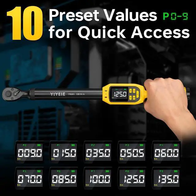 Alt view image 13 of 14 - Digital Torque Wrench 3/8" Drive | 5-99.5 ft-lb | ±1% Accuracy | Smart Alert Multi | Electric Torque Wrench Digital for Bike/Moto/Auto, 2 Extension Bars Reach Tight Spaces