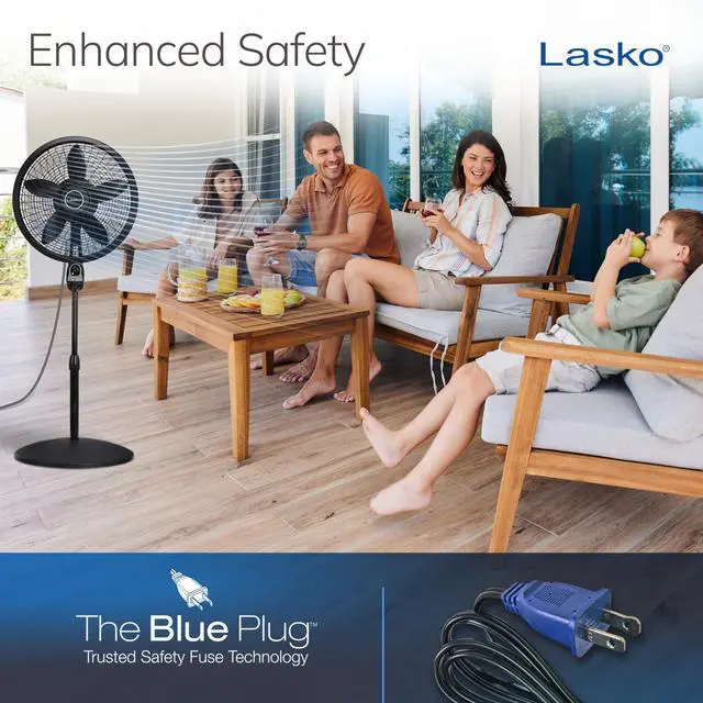 Alt view image 13 of 14 - Oscillating Cyclone Pedestal Fan, Adjustable Height, Timer, Remote Control, 3 Speeds, for Bedroom, Living Room, Home Office, 18", Black, 1843