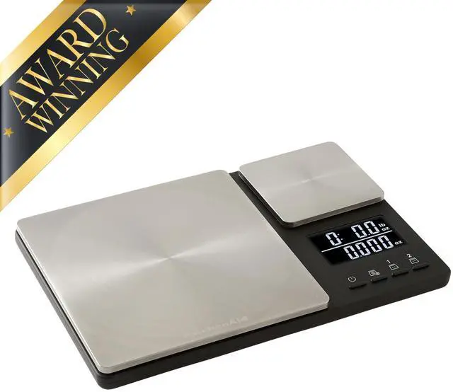 Alt view image 9 of 14 - KQ909 Dual Platform Digital Kitchen and Food Scale, 11 pound capacity and Precision 16oz capacity, Black with Stainless Steel