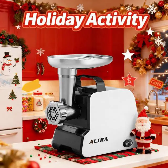 Alt view image 9 of 14 - Electric Meat Grinder, 2300W Max, Heavy Duty Sausage Stuffer with 2 Blades, 3 Grinding Plates, Sausage Tube & Kubbe Kit, Home Kitchen Meat Mincer with Handle (Black)