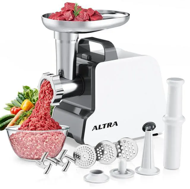 Alt view image 8 of 14 - Electric Meat Grinder, 2300W Max, Heavy Duty Sausage Stuffer with 2 Blades, 3 Grinding Plates, Sausage Tube & Kubbe Kit, Home Kitchen Meat Mincer with Handle (Black)