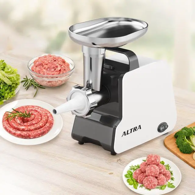 Alt view image 12 of 14 - Electric Meat Grinder, 2300W Max, Heavy Duty Sausage Stuffer with 2 Blades, 3 Grinding Plates, Sausage Tube & Kubbe Kit, Home Kitchen Meat Mincer with Handle (Black)