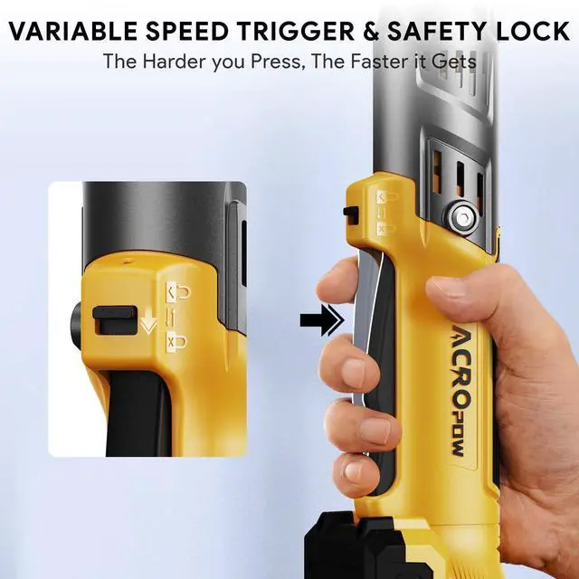 Alt view image 14 of 14 - 3/8" Cordless Ratchet Wrench, Compatible with DEWALT 20V MAX Battery, 74Ft-Lbs Brushless Motor Electric Ratchet with Variable Speed, 1/2" & 1/4" Adapters, 3" Extension Bar (Tool Only)