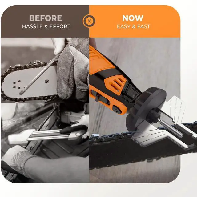 Alt view image 11 of 12 - Electric Cordless Chainsaw Sharpener Kit - Comes with Chain Saw Sharpener Tool, 4 File Size Sharpening Wheels, Angle Attachment, Wrench & eBook