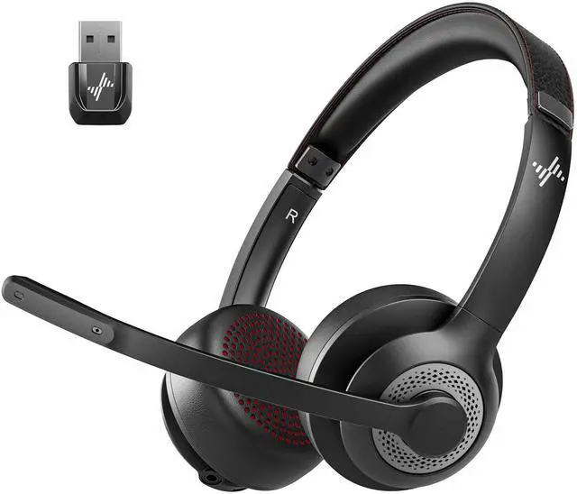 Alt view image 7 of 12 - Wireless Headset with Mic for Work, Bluetooth V5.2 Headphones with AI Noise Cancelling Microphone, USB Dongle, Clear Calls & Mic Mute, for Laptop, PC, iPhone & Android Phones