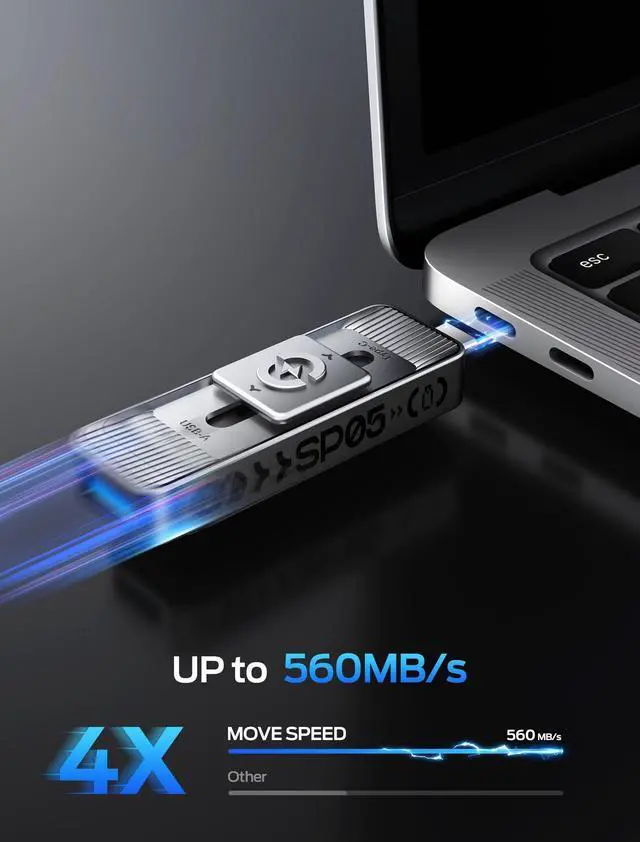Alt view image 8 of 12 - 512GB Solid State Drives with Dual Ports & Push-Pull Design 560MB/s Read Speed, Type C + USB 3.2 Drive Portable ssd for iPhone 15/16/Android/Mac