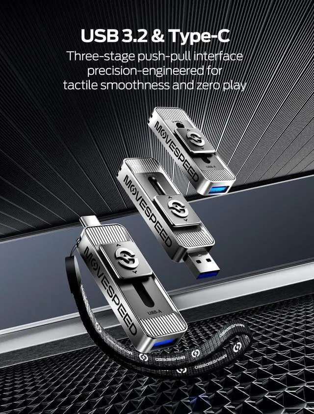 Alt view image 10 of 12 - 512GB Solid State Drives with Dual Ports & Push-Pull Design 560MB/s Read Speed, Type C + USB 3.2 Drive Portable ssd for iPhone 15/16/Android/Mac
