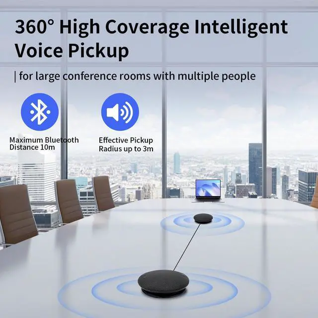 Alt view image 11 of 14 - Bluetooth Conference Speaker and Microphone USB Speakerphone Conference Microphone and Speaker 360° Voice Pickup Max Bluetooth Distance 32.8ft Noise Cancellation for Video Conferencing Calling