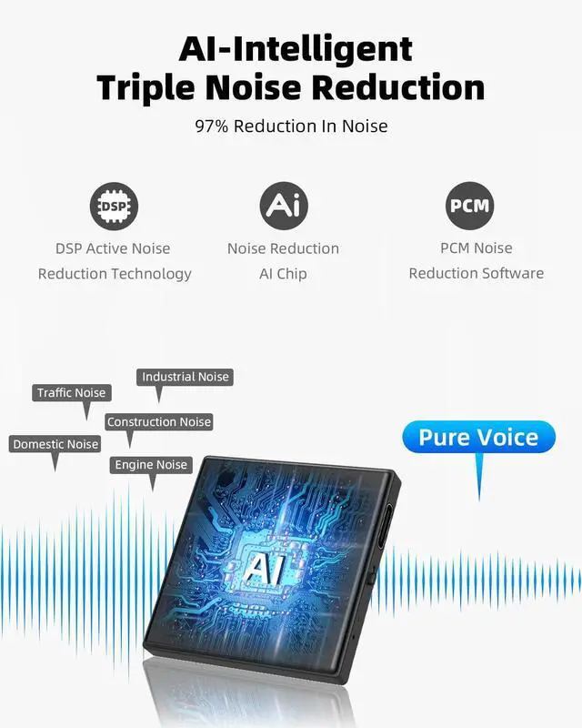 Alt view image 11 of 14 - 128GB Magnetic Voice Recorder,Audio Recorder with AI-Triple Intelligent Noise Cancellation,3072Kbps Recording Device with 9200Hours Store, Voice Activated Recorder for Lectures, Meetings, Intervie