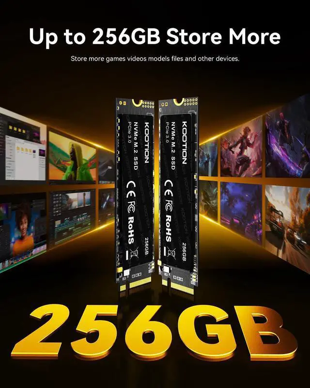 Alt view image 10 of 14 - 256GB NVMe M.2 PCIe 2280 SSD | Gen3x4 Internal Solid State Drive Hard Drive Up to 3000MB/s | Compatible with Laptop & PC Desktop