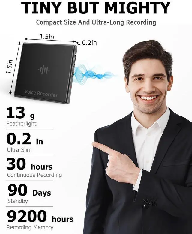 Alt view image 14 of 14 - 128GB Magnetic Voice Recorder,Audio Recorder with AI-Triple Intelligent Noise Cancellation,3072Kbps Recording Device with 9200Hours Store, Voice Activated Recorder for Lectures, Meetings, Intervie