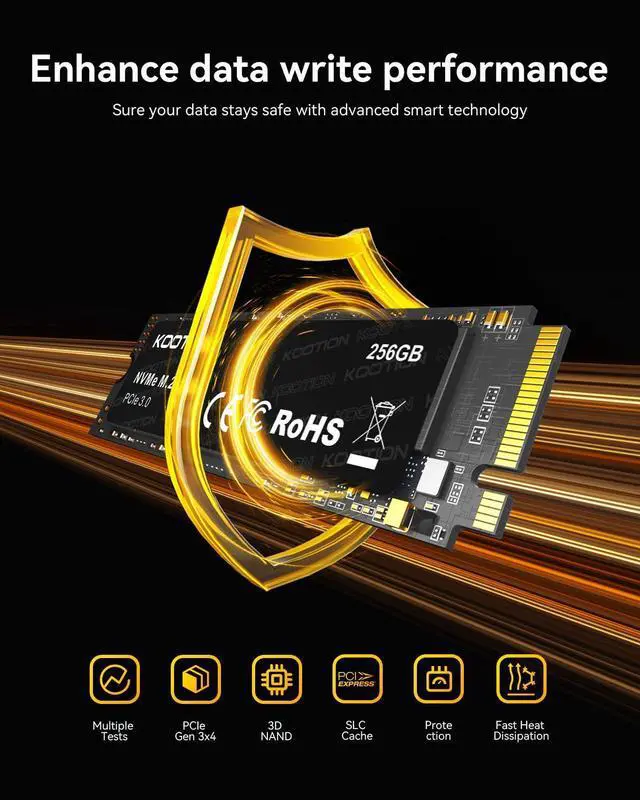 Alt view image 14 of 14 - 256GB NVMe M.2 PCIe 2280 SSD | Gen3x4 Internal Solid State Drive Hard Drive Up to 3000MB/s | Compatible with Laptop & PC Desktop