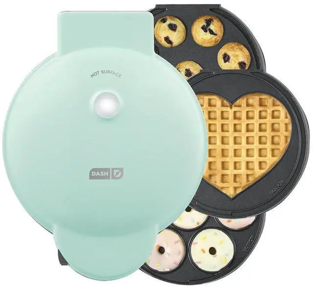 Alt view image 8 of 14 - MultiMaker® Treat Maker System - Make Mini Donuts, Cupcakes & Heart-Shaped Waffles - Interchangeable Plate Design - dishwasher safe Parts for Easy Cleanup - Aqua