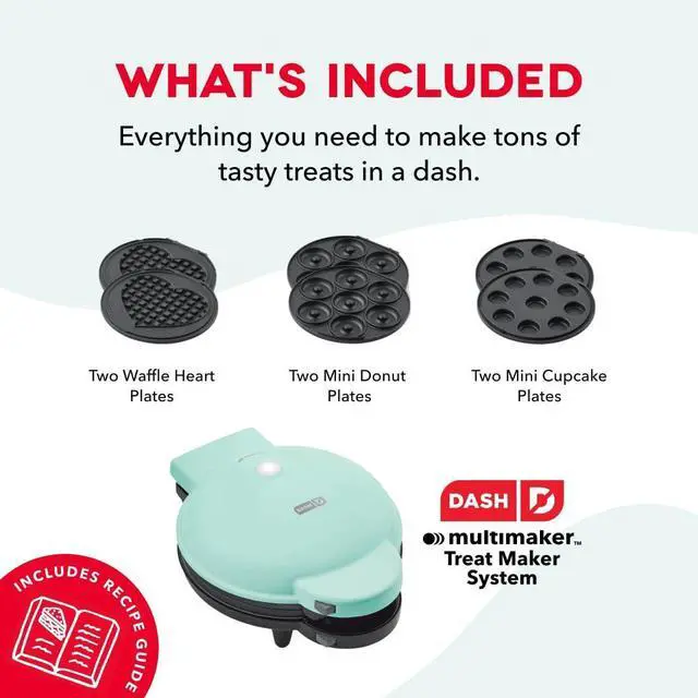 Alt view image 11 of 14 - MultiMaker® Treat Maker System - Make Mini Donuts, Cupcakes & Heart-Shaped Waffles - Interchangeable Plate Design - dishwasher safe Parts for Easy Cleanup - Aqua