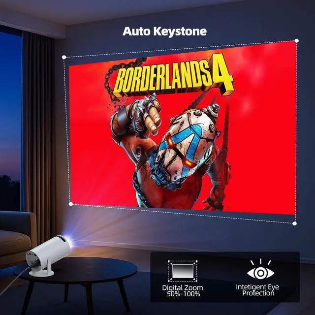 Alt view image 13 of 14 - Projector with WiFi and Bluetooth, Mini Projector, 4K 1080P Support Portable Wireless Movie Projectors 220° Rotatable 130'' Screen Auto Keystone Compatible with HDMI/iPhone/TV Stick for Bedroom Indoor