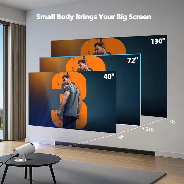 Alt view image 14 of 14 - Projector with WiFi and Bluetooth, Mini Projector, 4K 1080P Support Portable Wireless Movie Projectors 220° Rotatable 130'' Screen Auto Keystone Compatible with HDMI/iPhone/TV Stick for Bedroom Indoor