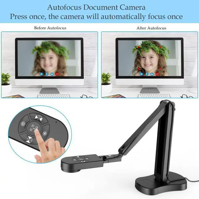 Alt view image 12 of 14 - 8MP USB Document Camera for Teachers and Classroom for A3 A4 Size with Dual Mic, 3-Level LED Light, Up and Down, Left and Right Image Inversion, for Distance Teaching & Learning