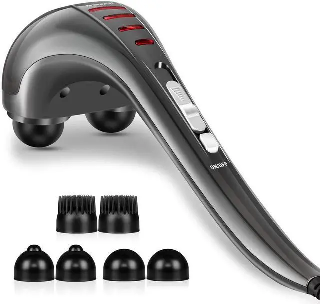 Alt view image 7 of 12 - Handheld Neck Back Massager for Pain Relief Deep Tissue, Electric Double Head Percussion Massage MG460 for Shoulder, Leg, Foot, Muscles, Full Body, Corded, 2.3 lb