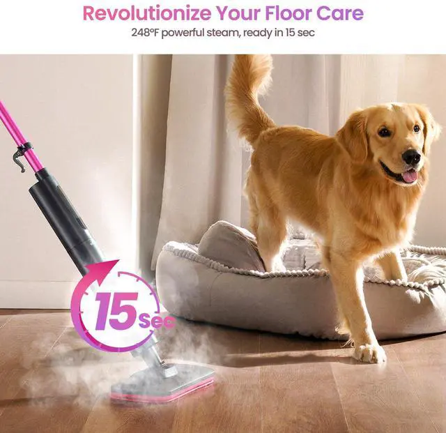 Alt view image 9 of 14 - Steam Mop Cleaner Powerful - 15s Fast Heat-Up, Chemical-Free for Hardwood/Tile/Laminate & Floors/Walls, Washable Pads, 3 Modes for Carpet, Lightweight, Self-Standing, Sleek Design
