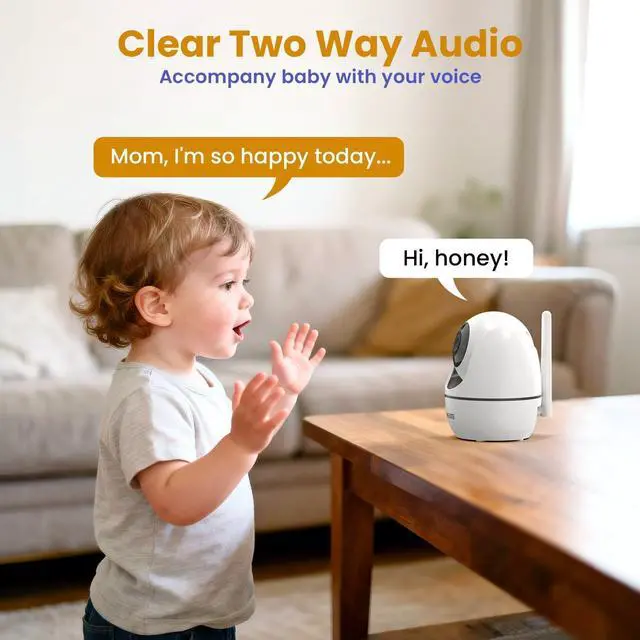 Alt view image 12 of 14 - 5" HD Video Baby Monitor with Camera and Audio - No WiFi, 48H Battery Life,720P Remote Pan Tilt Zoom, Two-Way Talk, Night Vision, Thermal Room Monitor, Lullabies & White Noise, 1000ft Range