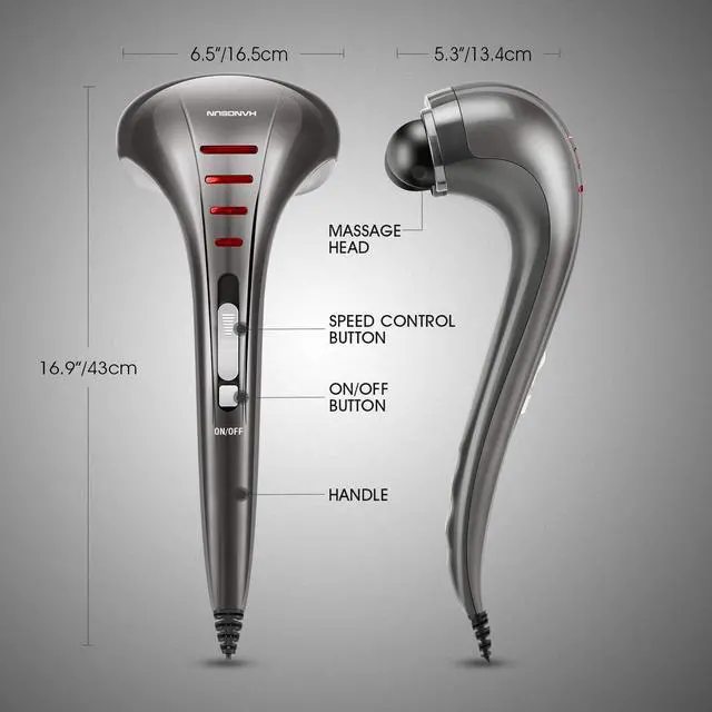 Alt view image 11 of 12 - Handheld Neck Back Massager for Pain Relief Deep Tissue, Electric Double Head Percussion Massage MG460 for Shoulder, Leg, Foot, Muscles, Full Body, Corded, 2.3 lb