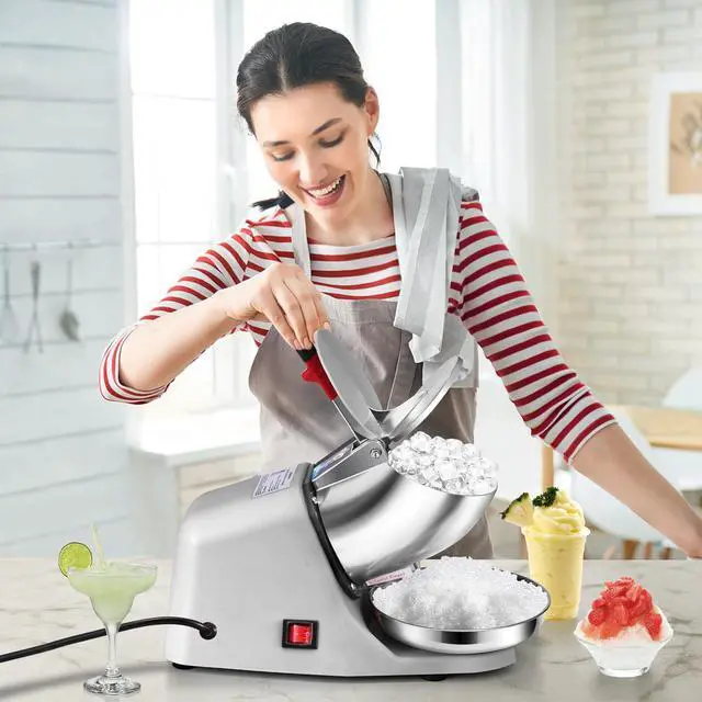 Alt view image 9 of 14 - Electric Ice Shaver Snow Cone Maker Machine Silver 143lbs/hr with Ice Pick for Home and Commercial Use