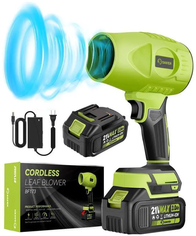 Alt view image 8 of 14 - Cordless Leaf Blower Portable Dust Cleaner Handheld Blowers 2 x 4.0Ah Batteries 180000 RPM Air Duster with Adjustable Speed for Drying Patio Cleaning Green