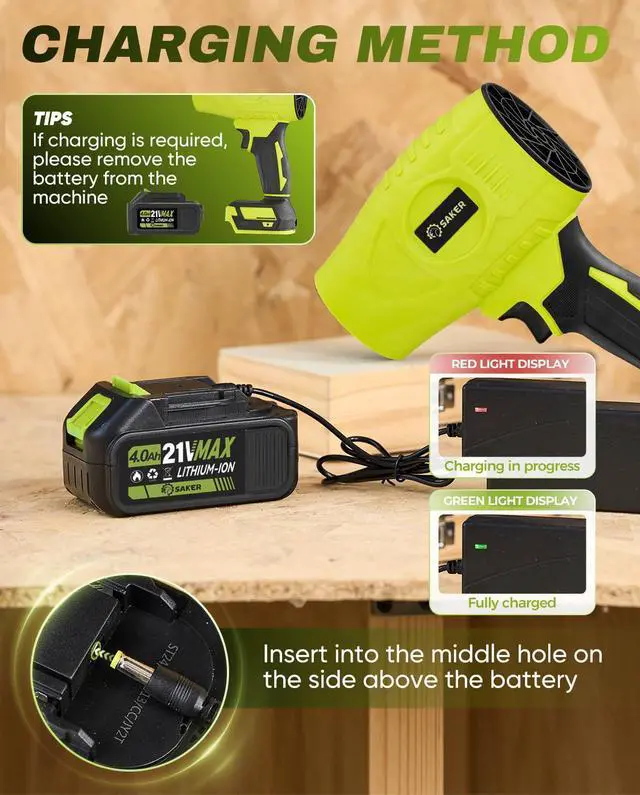 Alt view image 14 of 14 - Cordless Leaf Blower Portable Dust Cleaner Handheld Blowers 2 x 4.0Ah Batteries 180000 RPM Air Duster with Adjustable Speed for Drying Patio Cleaning Green
